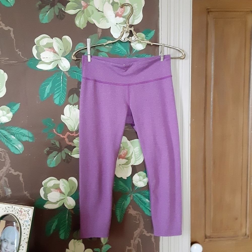 REI Co-op Cropped Leggings Small Purple High Rise Yoga Hiking Activewear Pocket